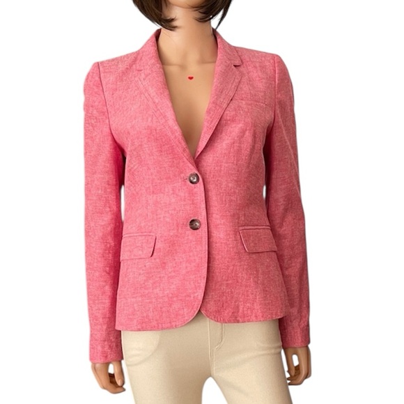 J. Crew Jackets & Blazers - J.Crew Pink Linen Cotton Blazer Tailored Classic Fit Size 6
